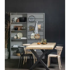 Eettafel Tablo Mangohout Visgraat, met X-poot - 200cm - Loft24.nl