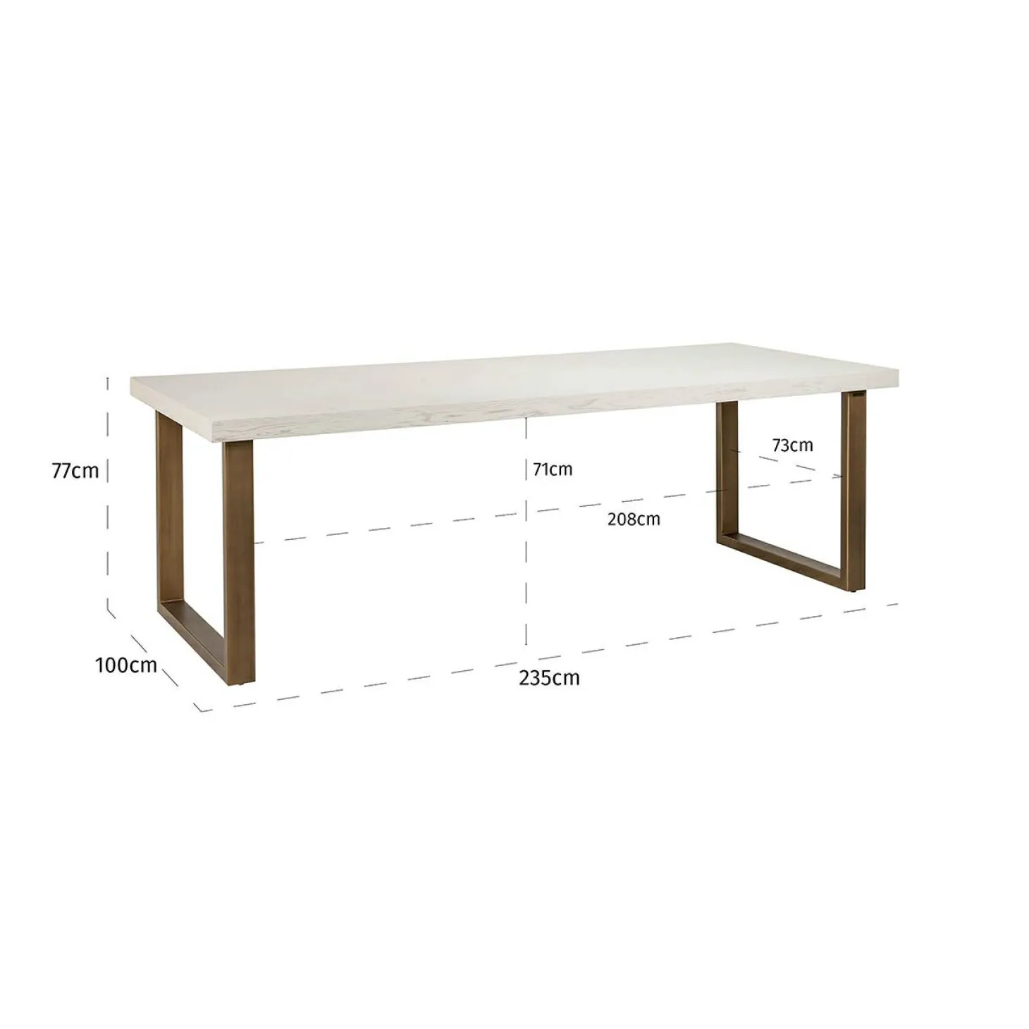 Eettafel Whitebone Visgraat 235 x 100 cm - Verona Grey - Loft24.nl