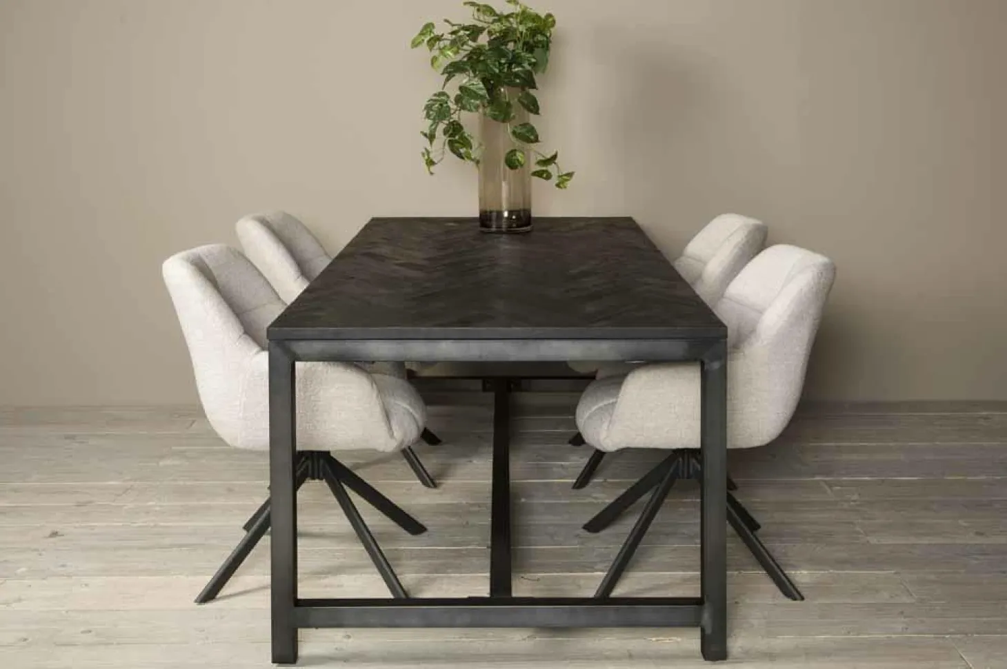 Eettafel Ziano Visgraat Zwart - 220 cm - Loft24.nl