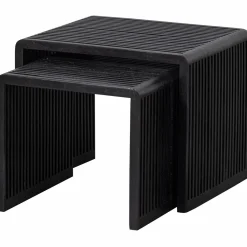 Exclusive Bijzettafel Willa Set van 2 stuks Teakhout Zwart - Loft24.nl