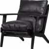 Fauteuil Houston Acaciahout / Leder - Zwart - Loft24.nl