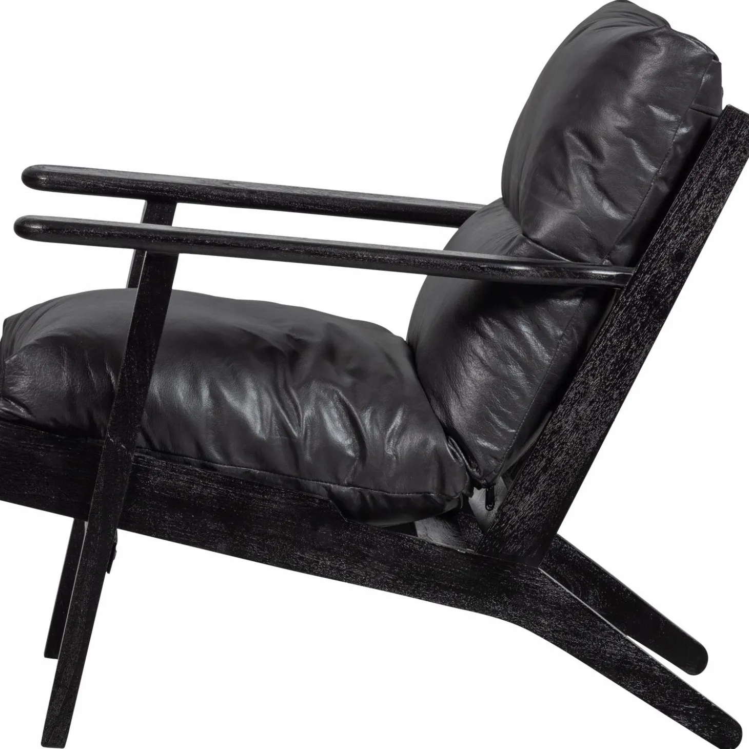 Fauteuil Houston Acaciahout / Leder - Zwart - Loft24.nl