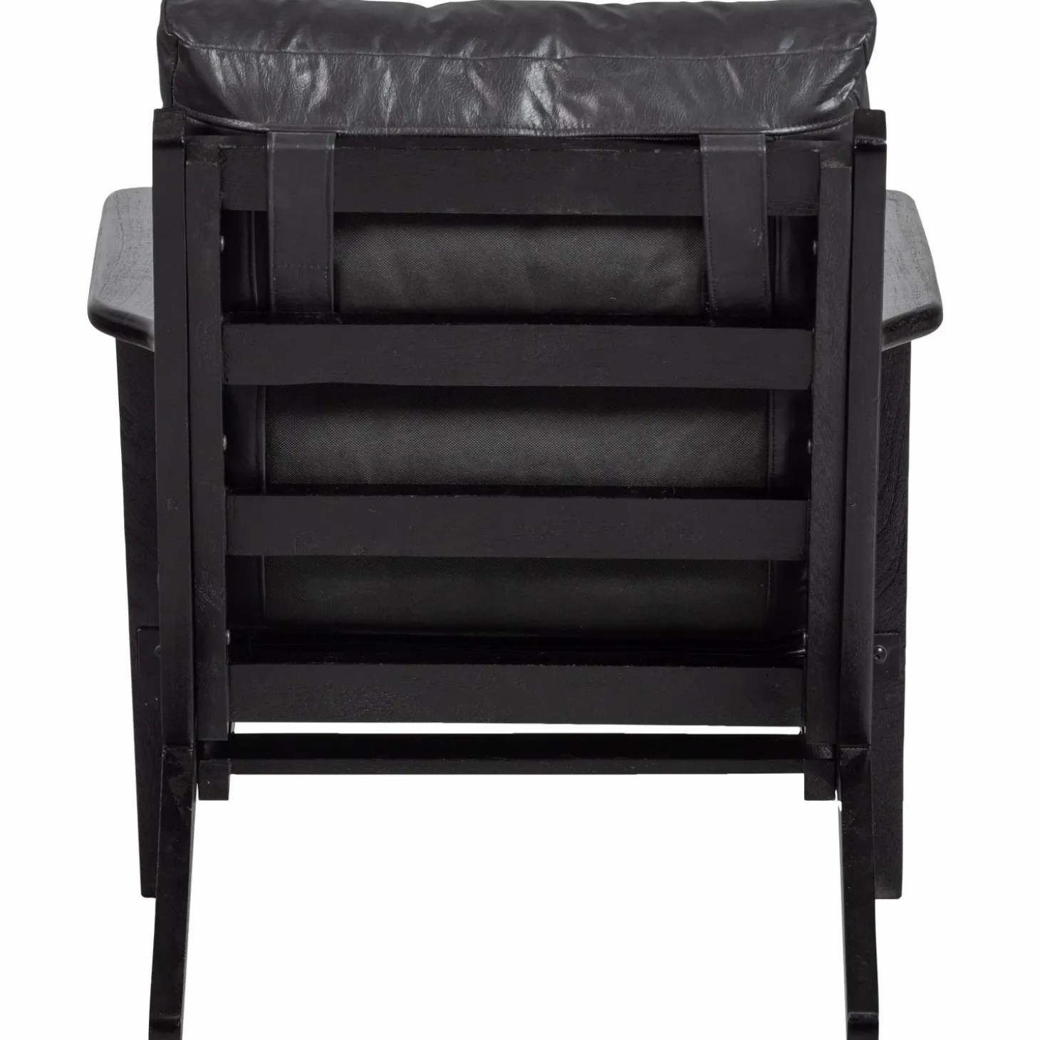 Fauteuil Houston Acaciahout / Leder - Zwart - Loft24.nl