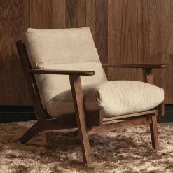 Fauteuil Houston Bouclé / Acaciahout - Naturel - Loft24.nl