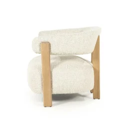 Fauteuil Lola Bouclé en eikenhout - Beige - Loft24.nl