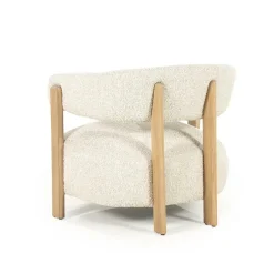 Fauteuil Lola Bouclé en eikenhout - Beige - Loft24.nl
