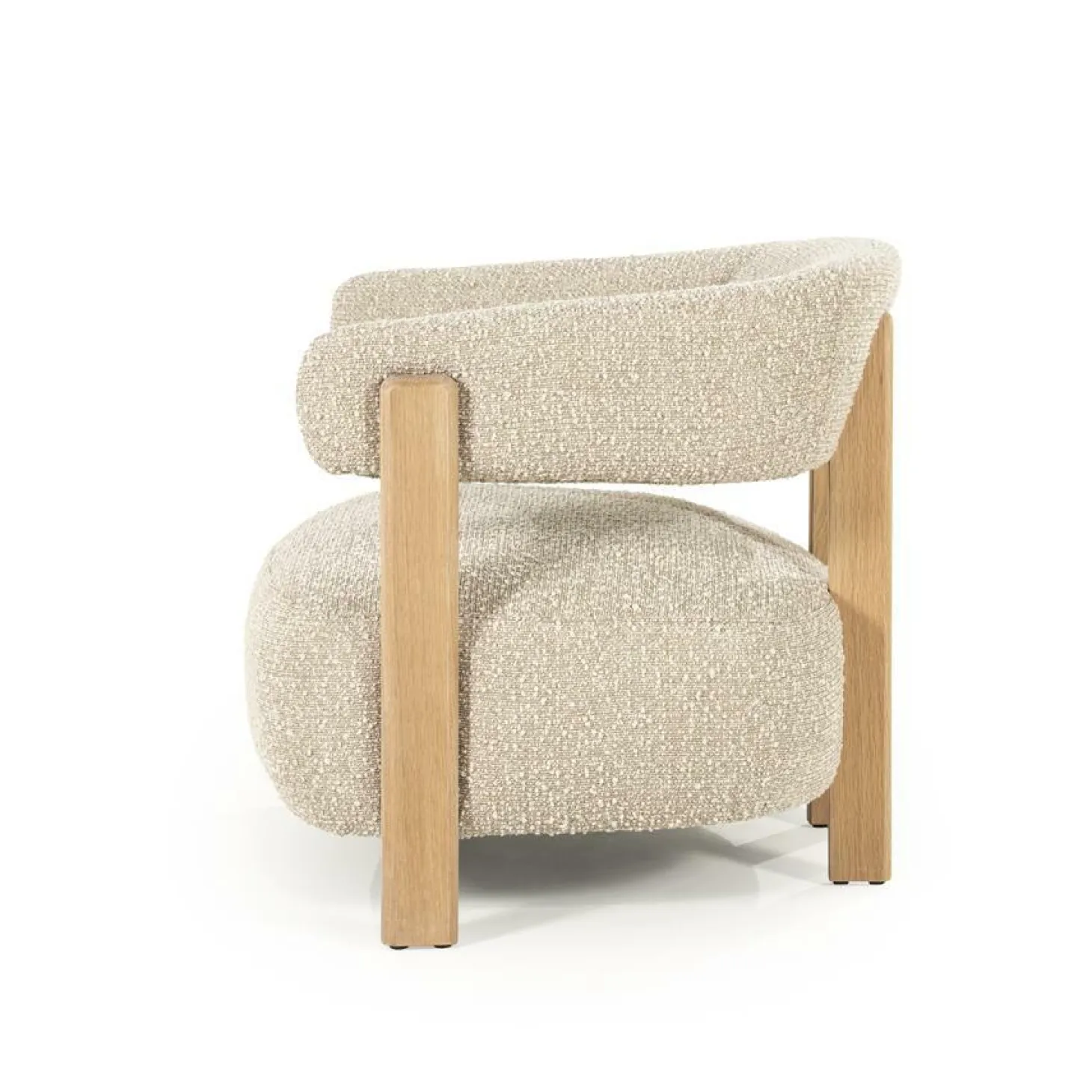 Fauteuil Lola Bouclé en eikenhout - Taupe - Loft24.nl