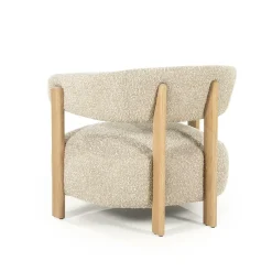Fauteuil Lola Bouclé en eikenhout - Taupe - Loft24.nl