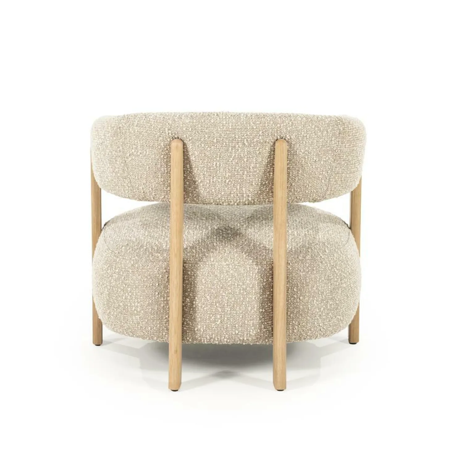 Fauteuil Lola Bouclé en eikenhout - Taupe - Loft24.nl