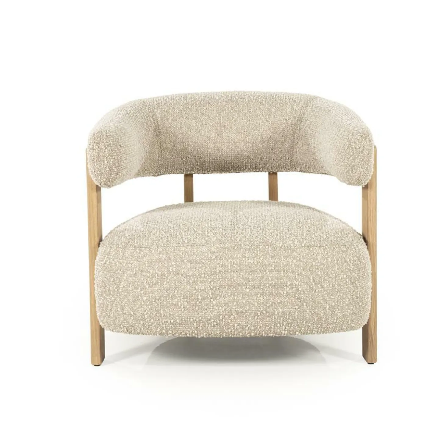 Fauteuil Lola Bouclé en eikenhout - Taupe - Loft24.nl