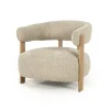 Fauteuil Lola Bouclé en eikenhout - Bruin - Loft24.nl
