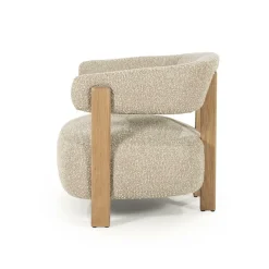 Fauteuil Lola Bouclé en eikenhout - Bruin - Loft24.nl