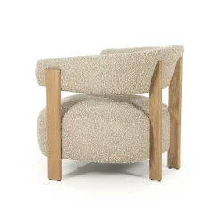 Fauteuil Lola Bouclé en eikenhout - Bruin - Loft24.nl