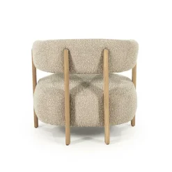 Fauteuil Lola Bouclé en eikenhout - Bruin - Loft24.nl