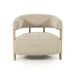 Fauteuil Lola Bouclé en eikenhout - Bruin - Loft24.nl