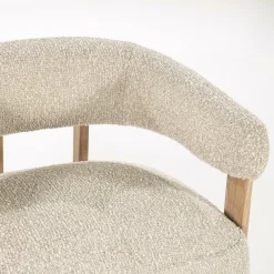 Fauteuil Lola Bouclé en eikenhout - Bruin - Loft24.nl