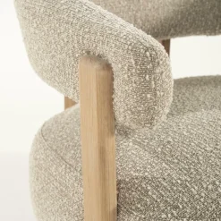 Fauteuil Lola Bouclé en eikenhout - Bruin - Loft24.nl