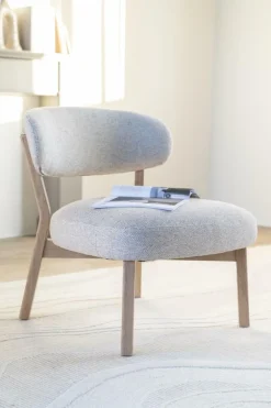 Fauteuil Mikky Eikenhout en stof Taupe / Naturel - Loft24.nl