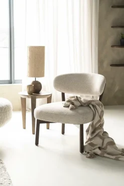 Fauteuil Mikky Eikenhout en stof Taupe / Bruin - Loft24.nl