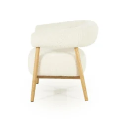 Fauteuil Mysa Teddy en eikenhout - Beige - Loft24.nl