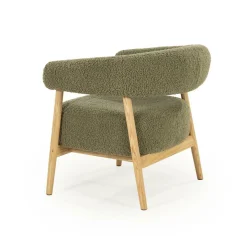 Fauteuil Mysa Teddy en eikenhout - Groen - Loft24.nl