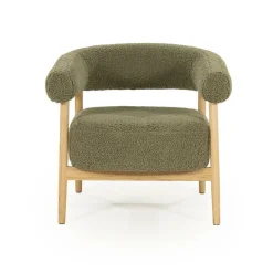 Fauteuil Mysa Teddy en eikenhout - Groen - Loft24.nl