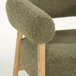 Fauteuil Mysa Teddy en eikenhout - Groen - Loft24.nl