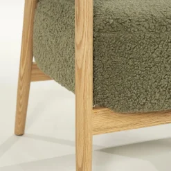 Fauteuil Mysa Teddy en eikenhout - Groen - Loft24.nl
