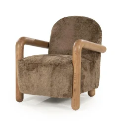 Fauteuil Retrova Bouclé en hout - Bruin - Loft24.nl