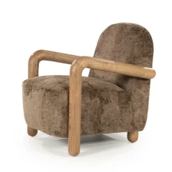 Fauteuil Retrova Bouclé en hout - Bruin - Loft24.nl