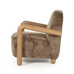 Fauteuil Retrova Bouclé en hout - Bruin - Loft24.nl