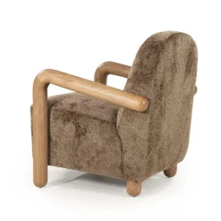 Fauteuil Retrova Bouclé en hout - Bruin - Loft24.nl