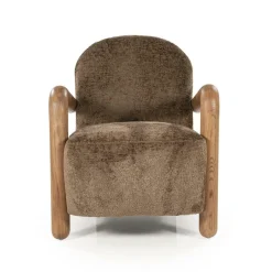 Fauteuil Retrova Bouclé en hout - Bruin - Loft24.nl