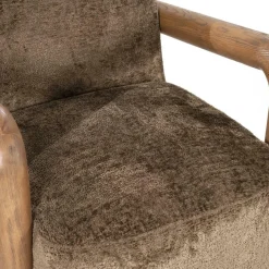 Fauteuil Retrova Bouclé en hout - Bruin - Loft24.nl