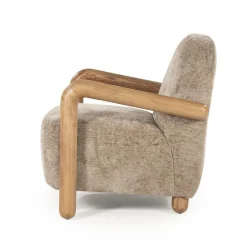 Fauteuil Retrova Bouclé en hout - Taupe - Loft24.nl