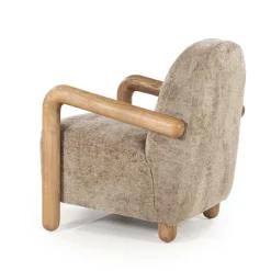 Fauteuil Retrova Bouclé en hout - Taupe - Loft24.nl