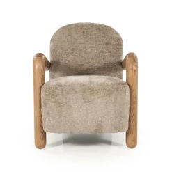 Fauteuil Retrova Bouclé en hout - Taupe - Loft24.nl