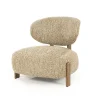 Fauteuil Reza Bouclé en bruin eikenhout - Taupe - Loft24.nl