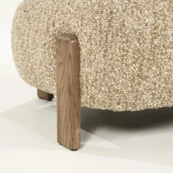 Fauteuil Reza Bouclé en bruin eikenhout - Taupe - Loft24.nl