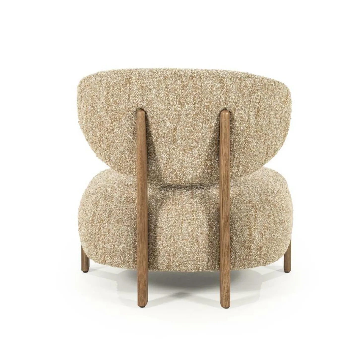 Fauteuil Reza Bouclé en bruin eikenhout - Taupe - Loft24.nl