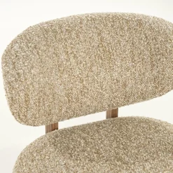 Fauteuil Reza Bouclé en bruin eikenhout - Taupe - Loft24.nl