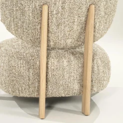 Fauteuil Reza Bouclé en naturel eikenhout - Beige - Loft24.nl