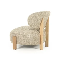 Fauteuil Reza Bouclé en naturel eikenhout - Beige - Loft24.nl