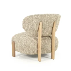 Fauteuil Reza Bouclé en naturel eikenhout - Beige - Loft24.nl
