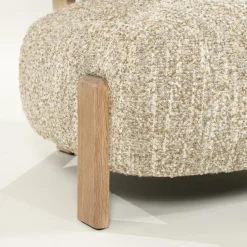 Fauteuil Reza Bouclé en naturel eikenhout - Beige - Loft24.nl