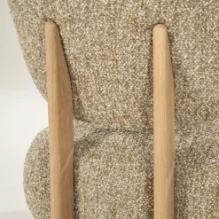 Fauteuil Reza Bouclé en naturel eikenhout - Taupe - Loft24.nl