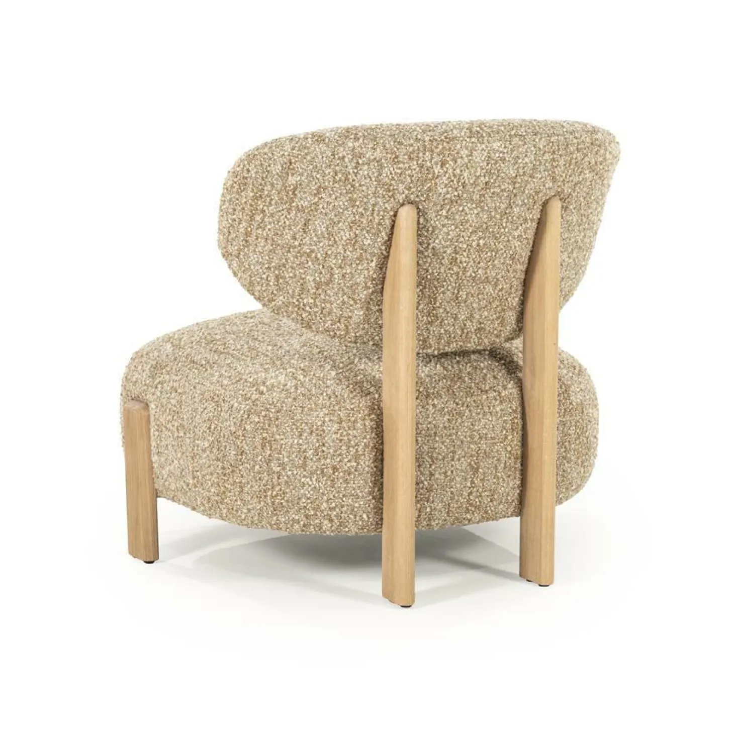 Fauteuil Reza Bouclé en naturel eikenhout - Taupe - Loft24.nl