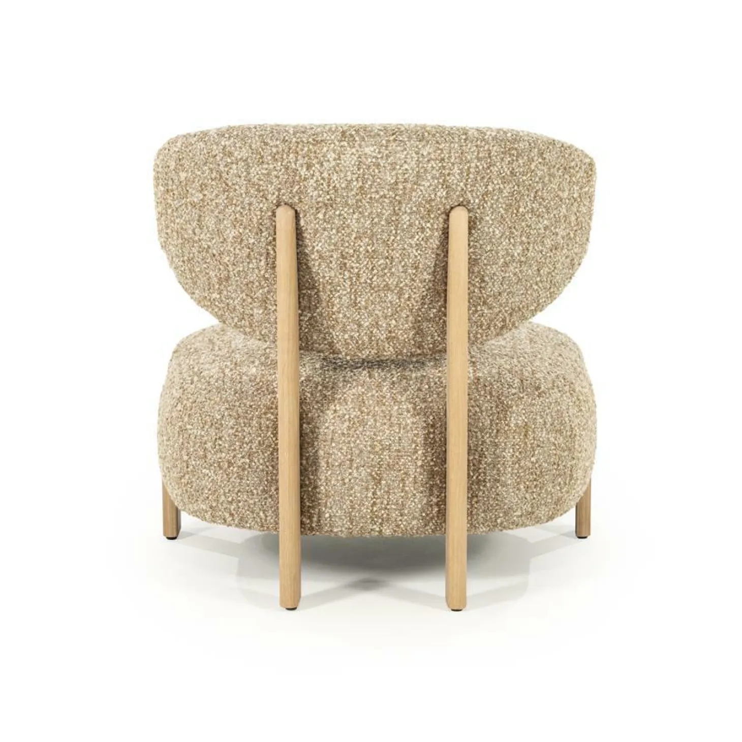 Fauteuil Reza Bouclé en naturel eikenhout - Taupe - Loft24.nl