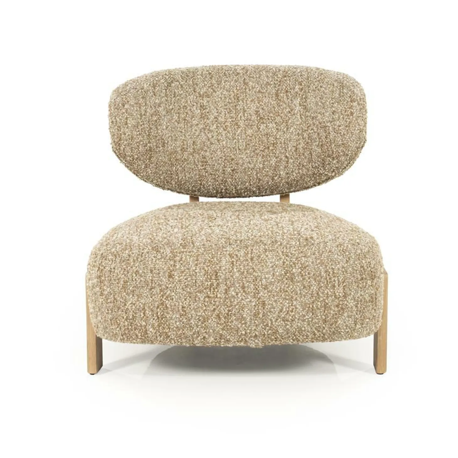 Fauteuil Reza Bouclé en naturel eikenhout - Taupe - Loft24.nl