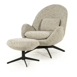 Fauteuil Ryan Met hocker Bouclé - Taupe - Loft24.nl